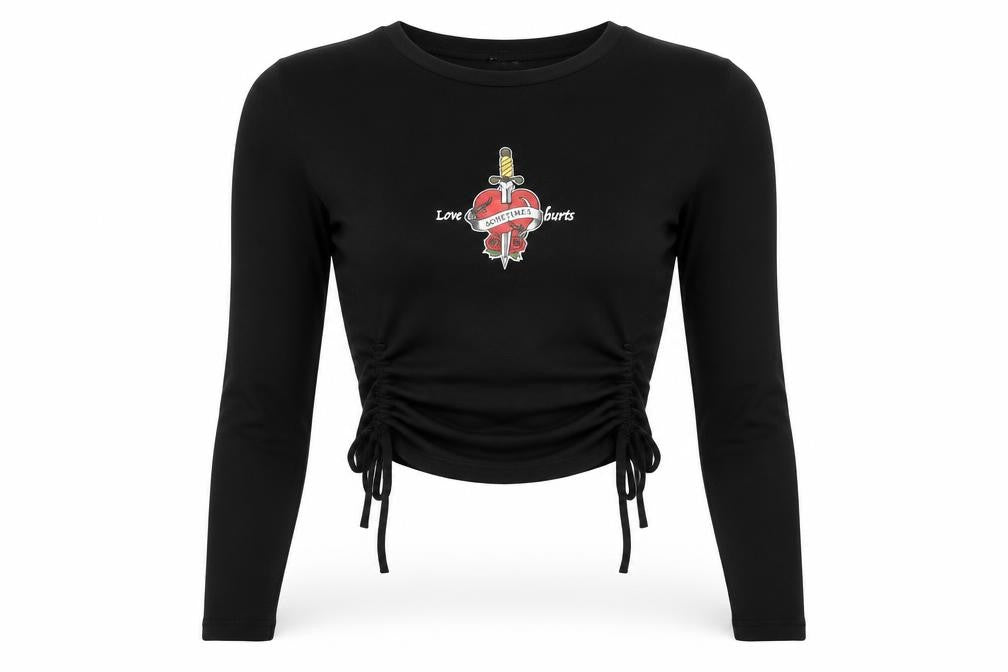 FB Sister Women's Black Cropped Long Sleeve Tee XS