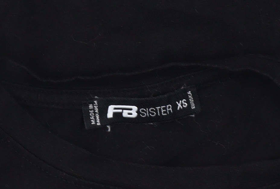 FB Sister Women's Black Cropped Long Sleeve Tee XS
