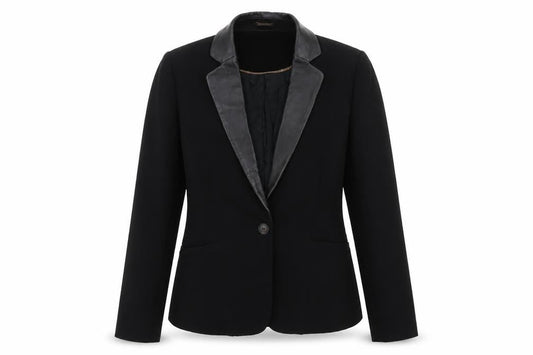 Mango Women's Black Suit Jacket Shawl Lapel Size 12 Formal