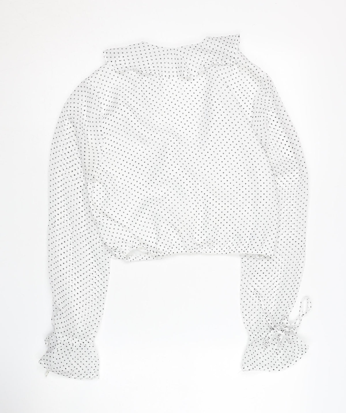Honey Punch Women's White Polka Dot Cropped Blouse M