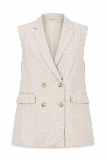 H&M Women's Beige Double-Breasted Waistcoat S