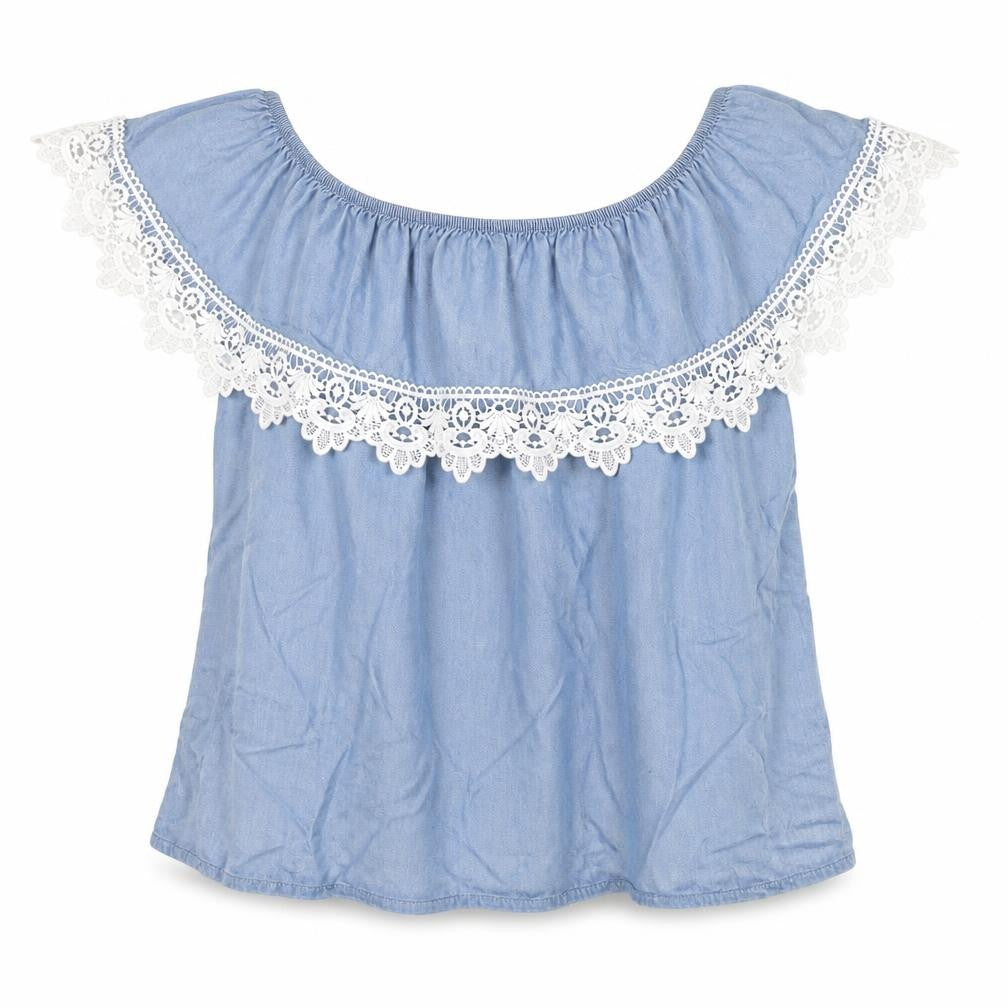 Quiz Women's Blue Off Shoulder Crochet Blouse S