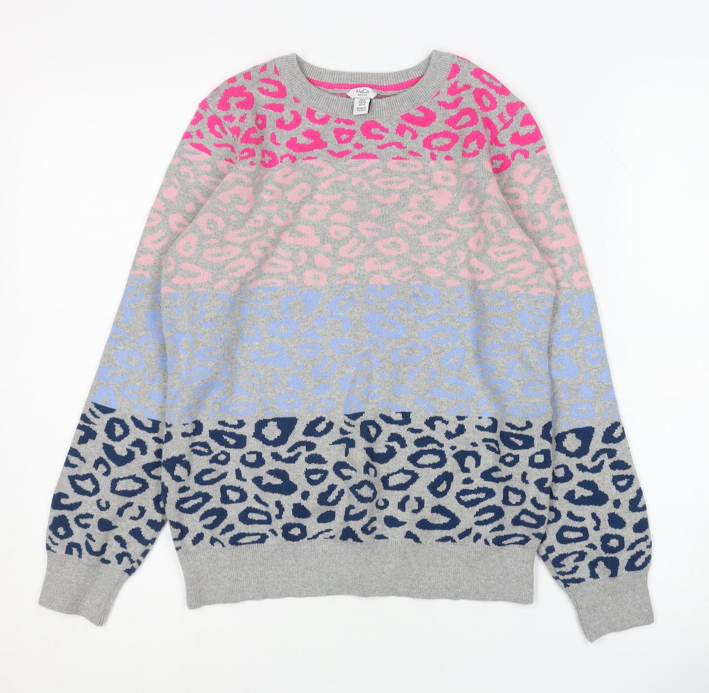 M&Co Women's Multicoloured Animal Print Jumper Size 8