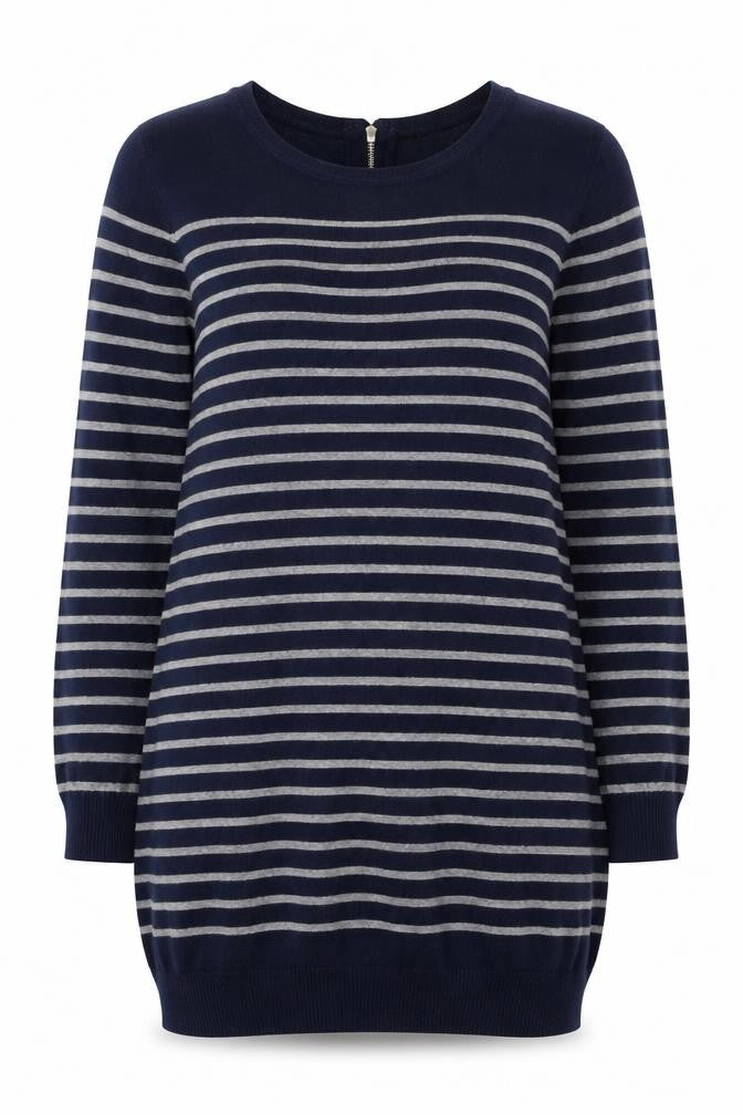 Intuition Women's Blue Striped Pullover Jumper Size L