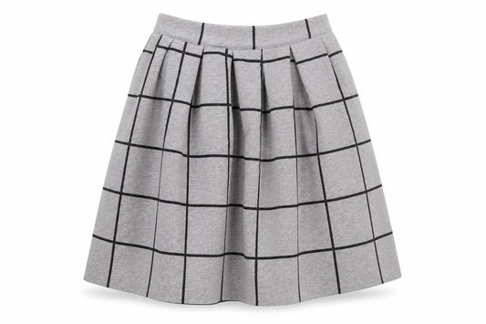 Topshop Women's Grey Pleated Check Skirt Size 8