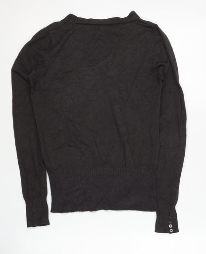 Mango Basics Women's Black V-Neck Pullover Jumper Size M