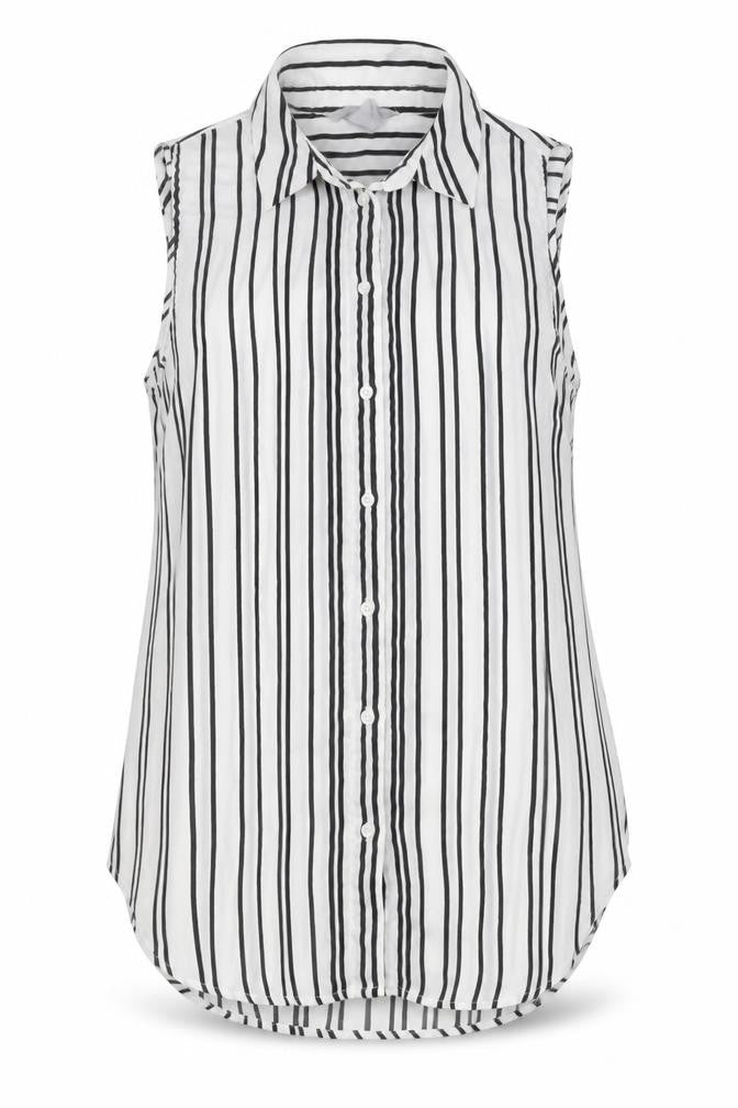 H&M Women's Black Striped Button-Up Sleeveless Shirt