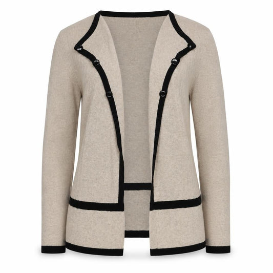 Per Una Women's Beige Open Front Cardigan Size 14 Button Open