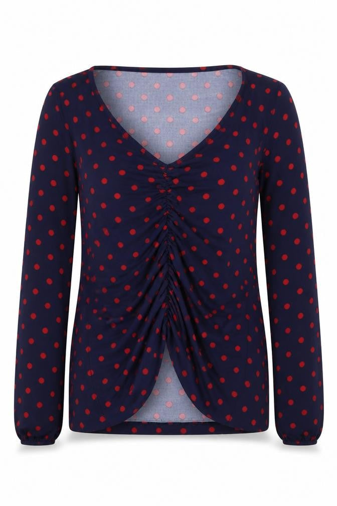 Stradivarius Women's Blue Polka Dot Blouse Size 12