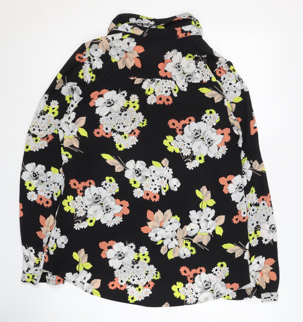 Oasis Women's Black Floral Blouse, Size 10, Collared