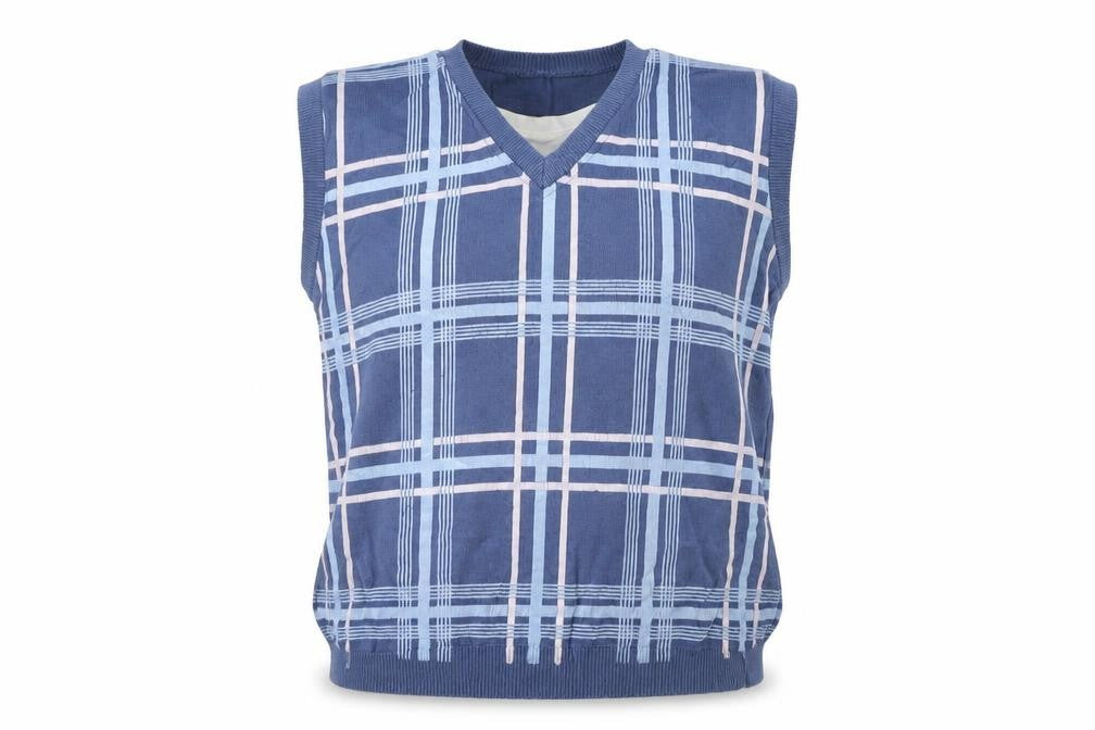 Poetic Justice Men's Blue Check Knit Vest