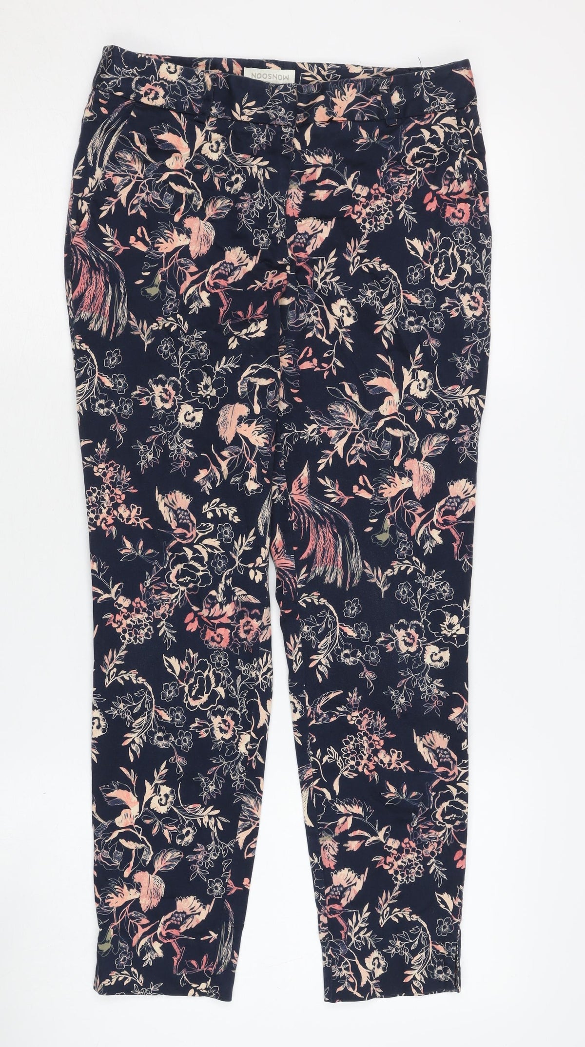 Noosnow Women's Blue Floral Trousers, Size 8