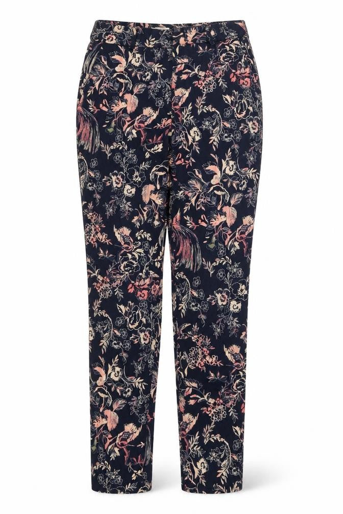 Noosnow Women's Blue Floral Trousers, Size 8