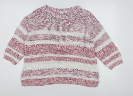 Marks and Spencer Women's Red Striped Knit Pullover Jumper Size 14