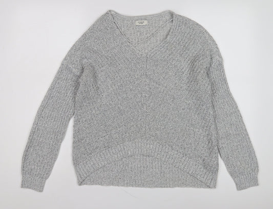 Jacqueline de Yong Women's Grey V-Neck Pullover XS