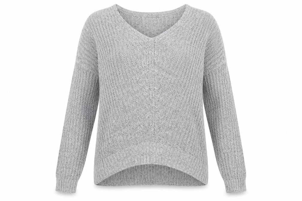 Jacqueline de Yong Women's Grey V-Neck Pullover XS