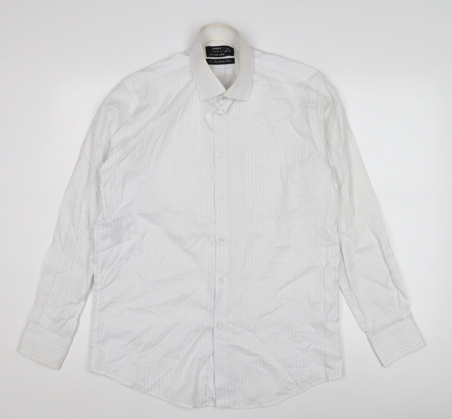 Diner's Men's White Pinstripe Dress Shirt 15.5