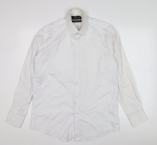 Diner's Men's White Pinstripe Dress Shirt 15.5