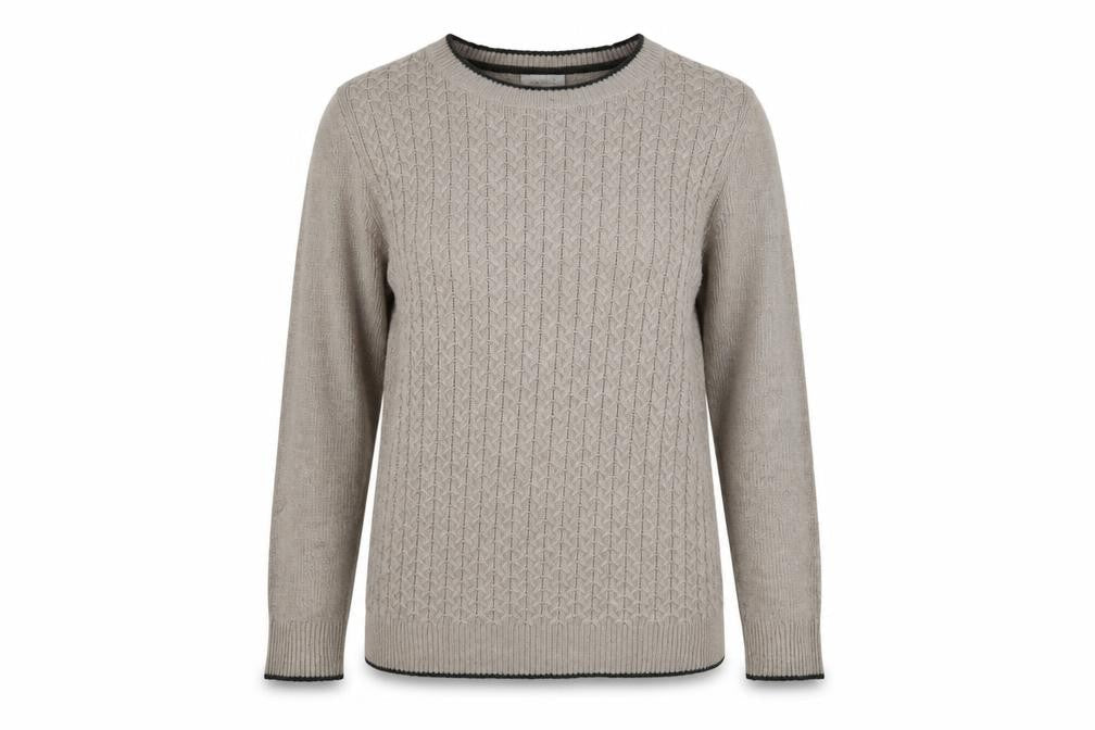 Kenar Women's Beige Cable-Knit Crew Neck Pullover Jumper M