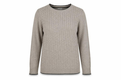 Kenar Women's Beige Cable-Knit Crew Neck Pullover Jumper M