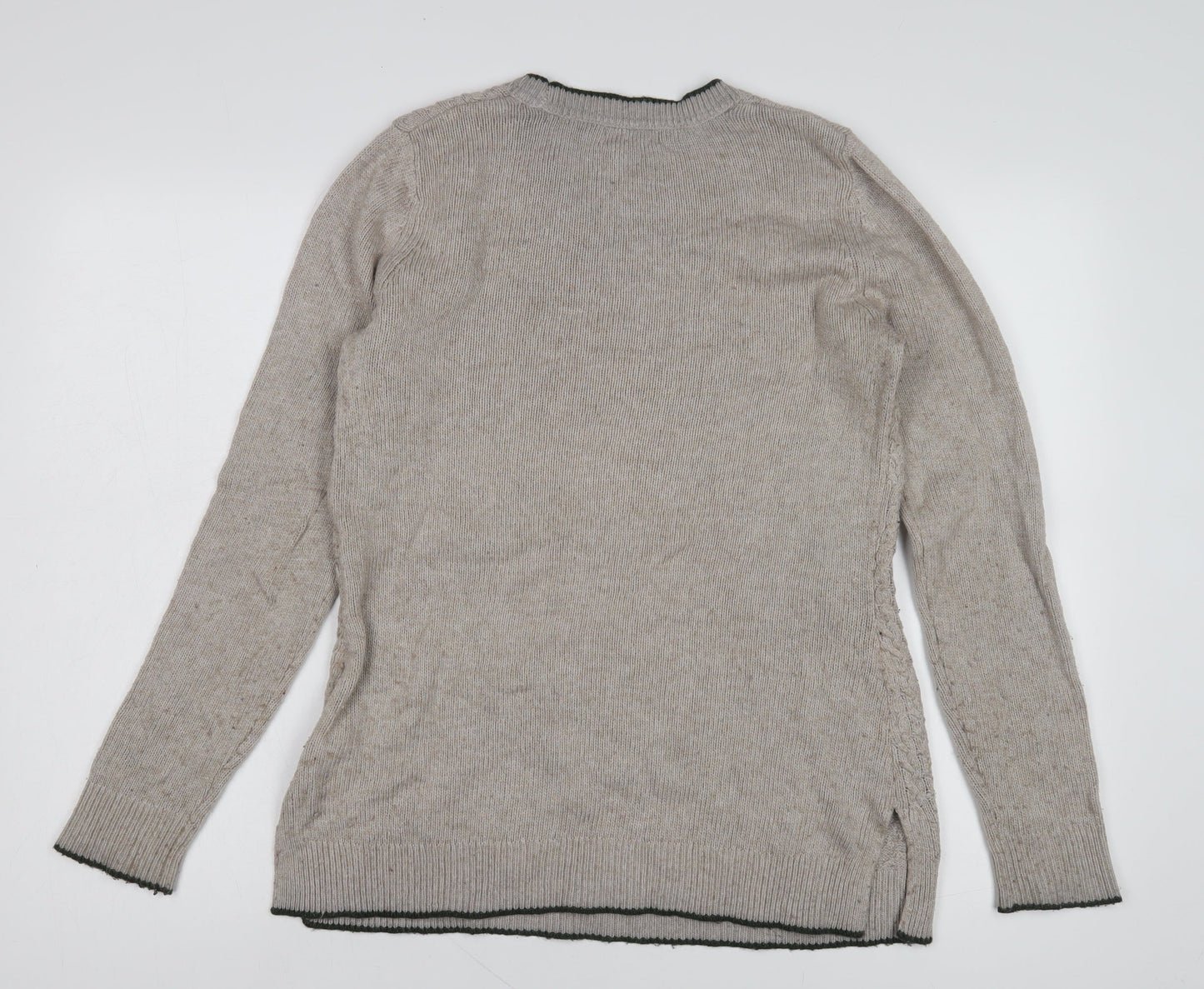 Kenar Women's Beige Cable-Knit Crew Neck Pullover Jumper M
