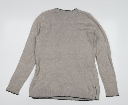 Kenar Women's Beige Cable-Knit Crew Neck Pullover Jumper M
