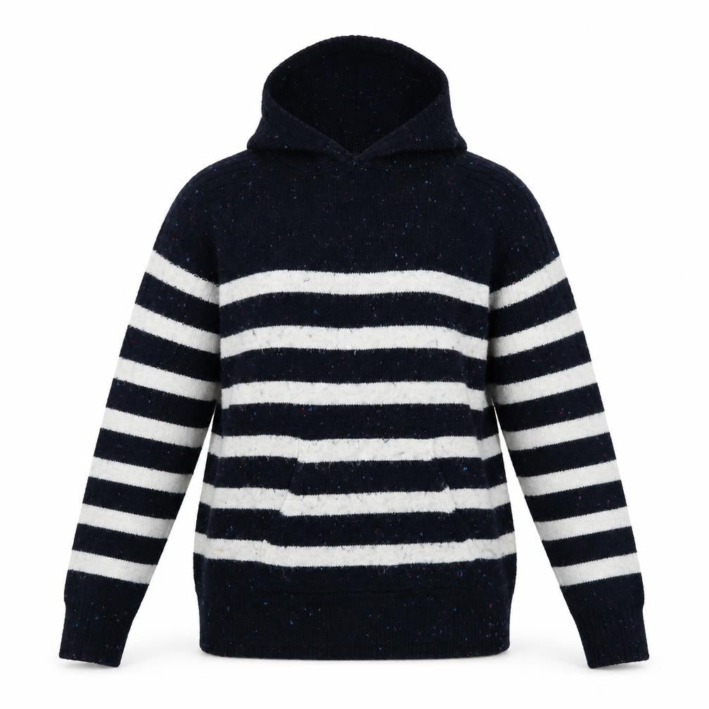 Marks & Spencer Women's Black Striped Knit Hoodie M