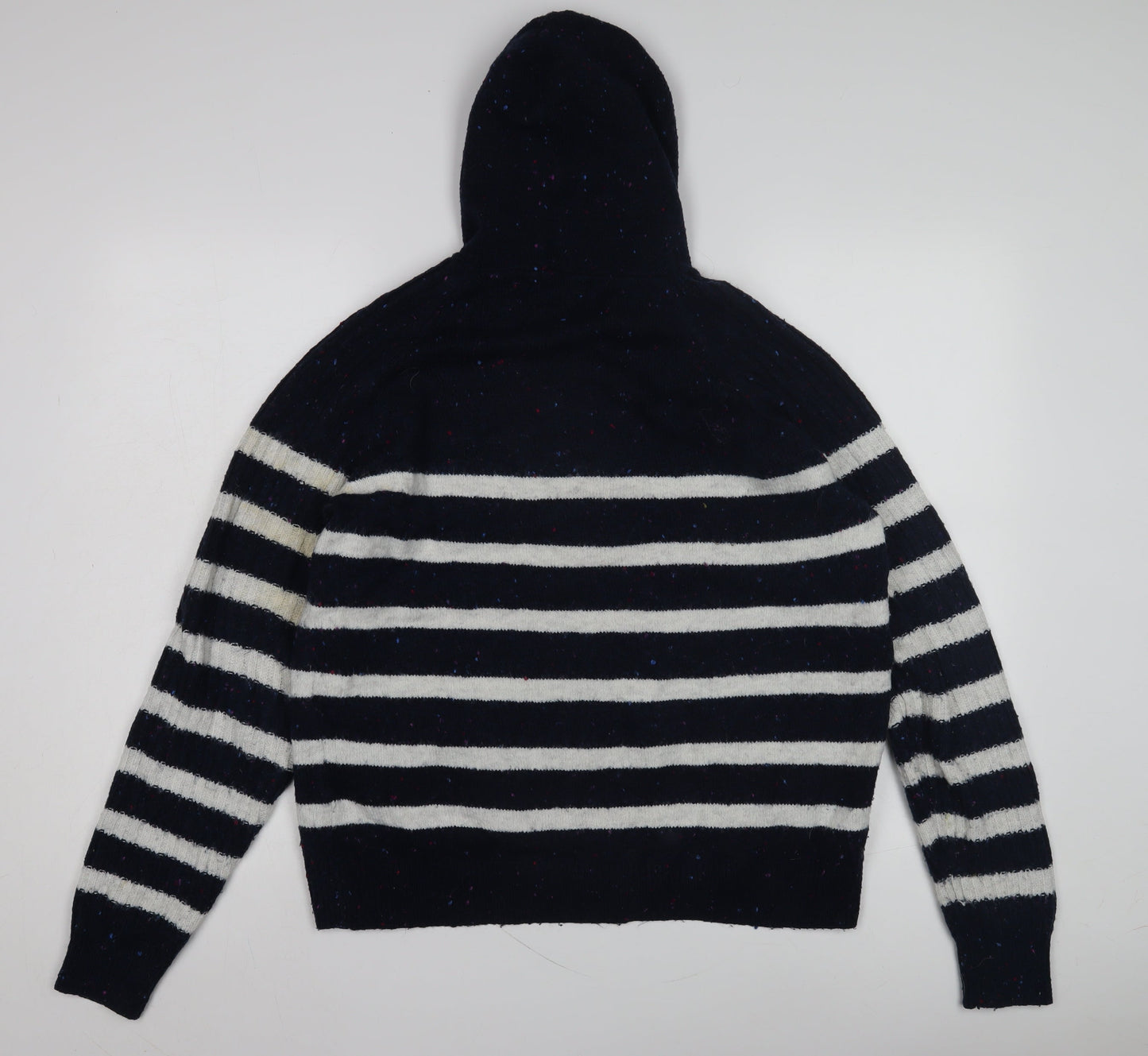 Marks and Spencer Women's Black Striped Knit Hoodie M