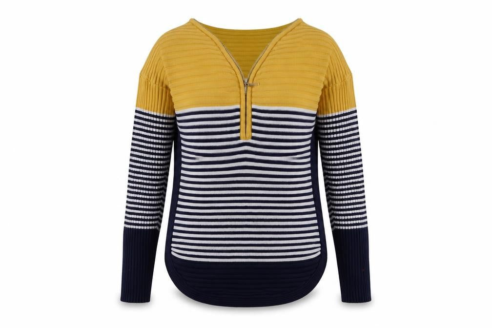 Apricot Women's Multicoloured Stripe Full Zip Jumper L