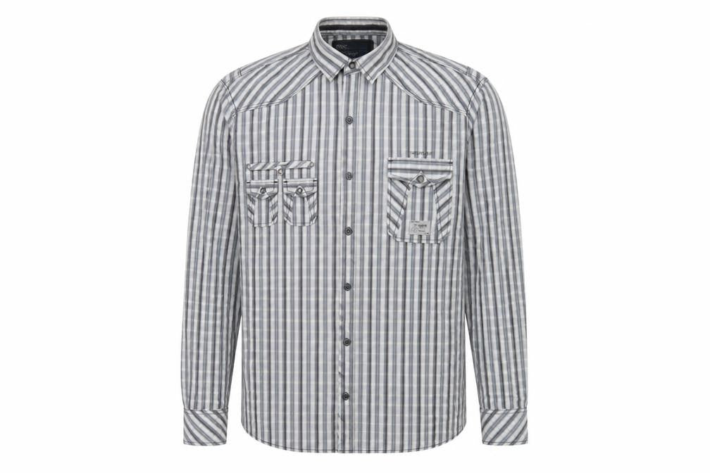Next Men's Grey Slim Fit Striped Button-Up Shirt L