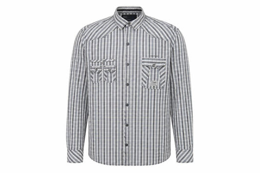 Next Men's Grey Slim Fit Striped Button-Up Shirt L