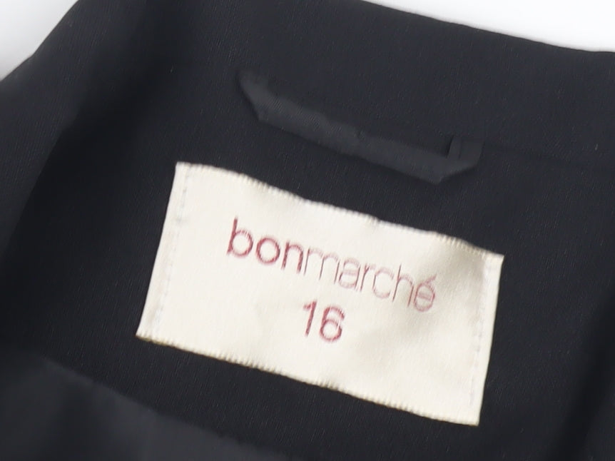 Bonmarché Women's Black Blazer Size 16 Button Closure