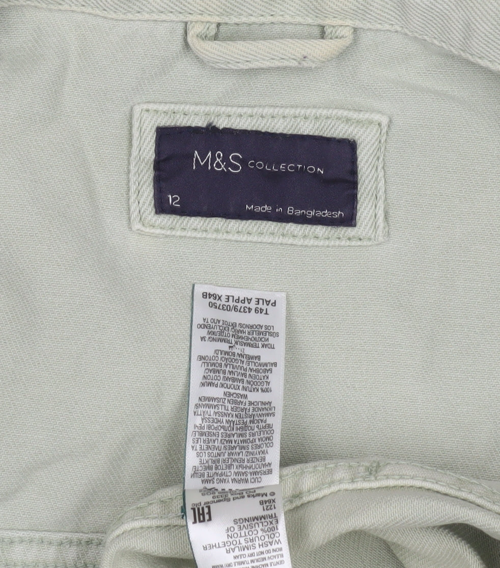 Marks & Spencer Women's Green Cotton Jacket, Size 12
