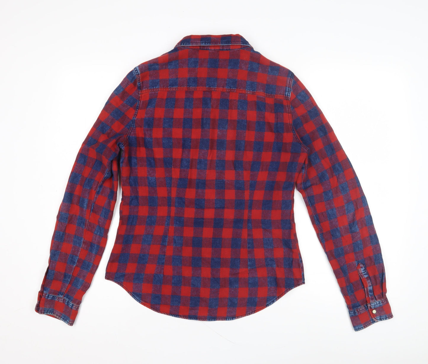 ONLY Women's Red Check Button-Up Shirt Size 8