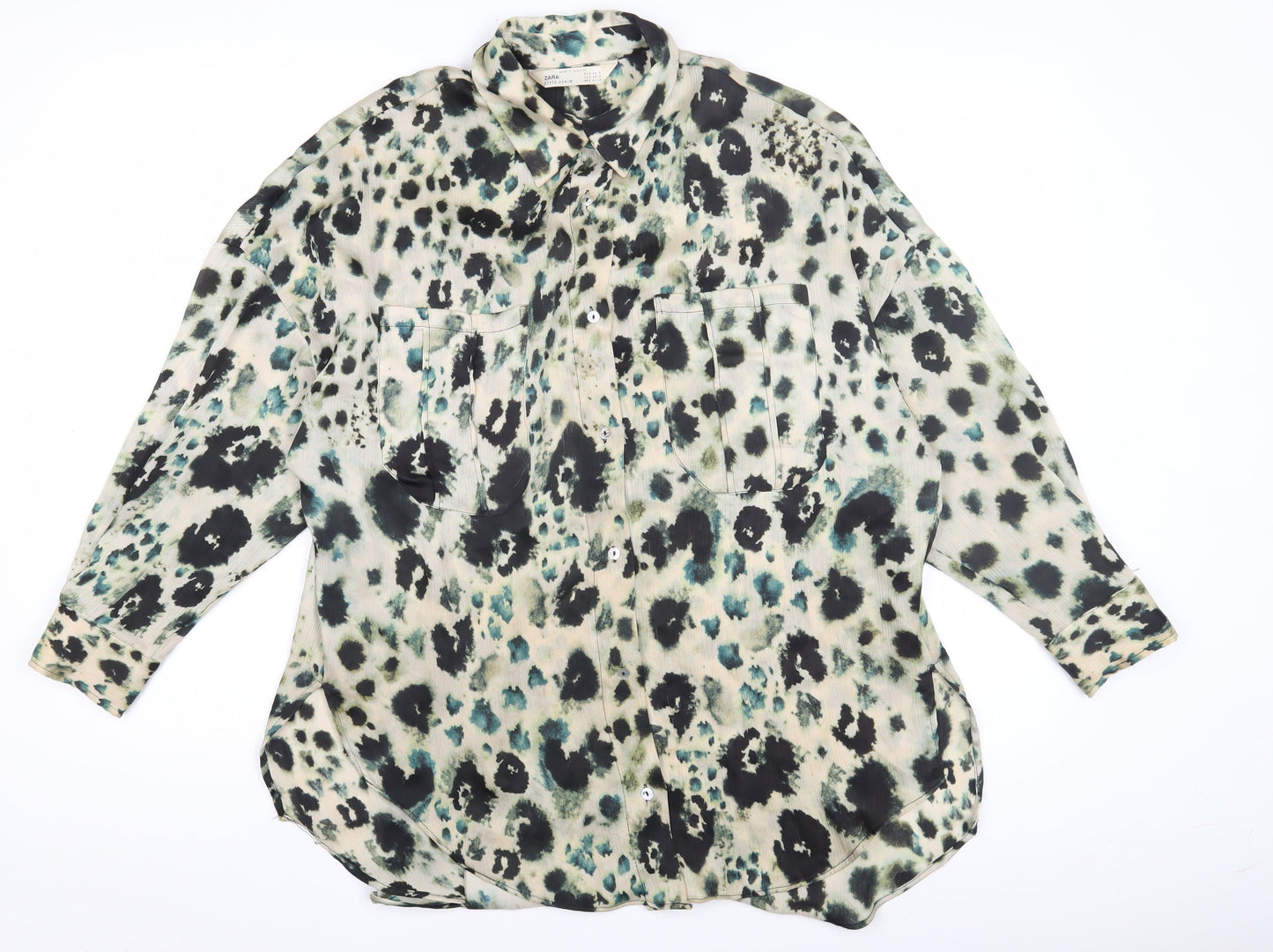 Zara Women's Multicoloured Animal Print Button-Up XS