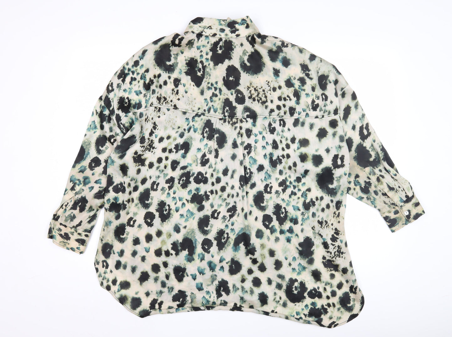 Zara Women's Multicoloured Animal Print Button-Up XS