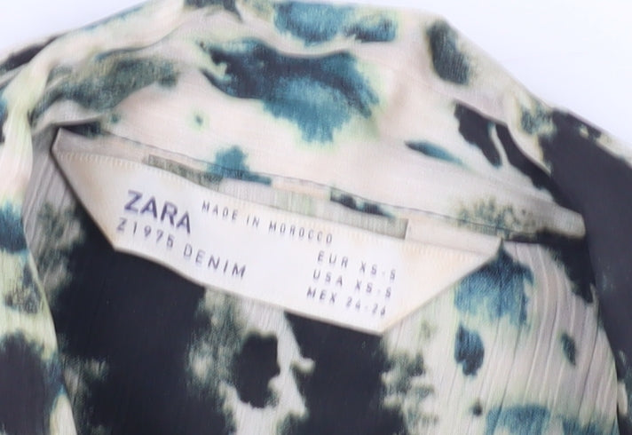Zara Women's Multicoloured Animal Print Button-Up XS