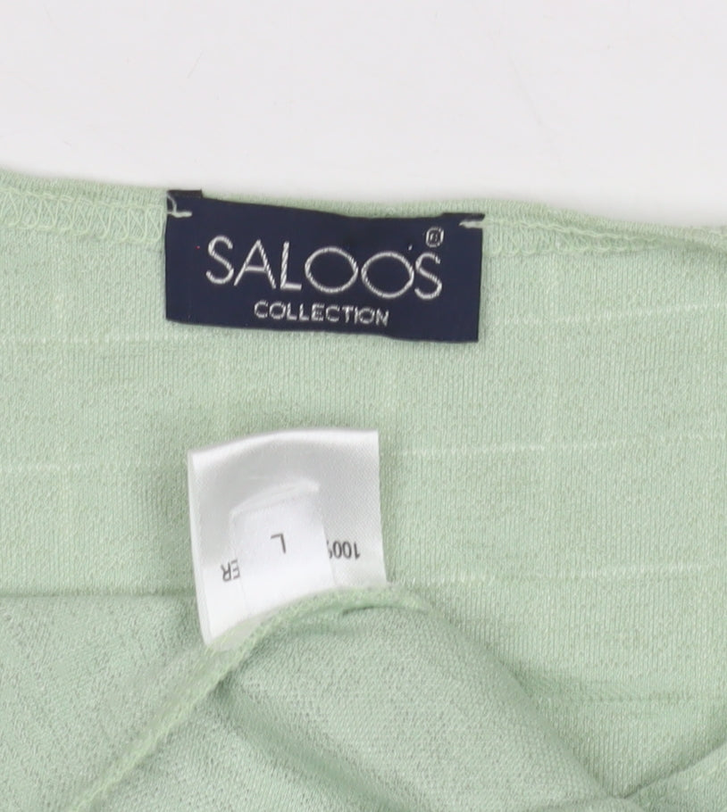 Saloos Women's Green Check Embroidered Top - L