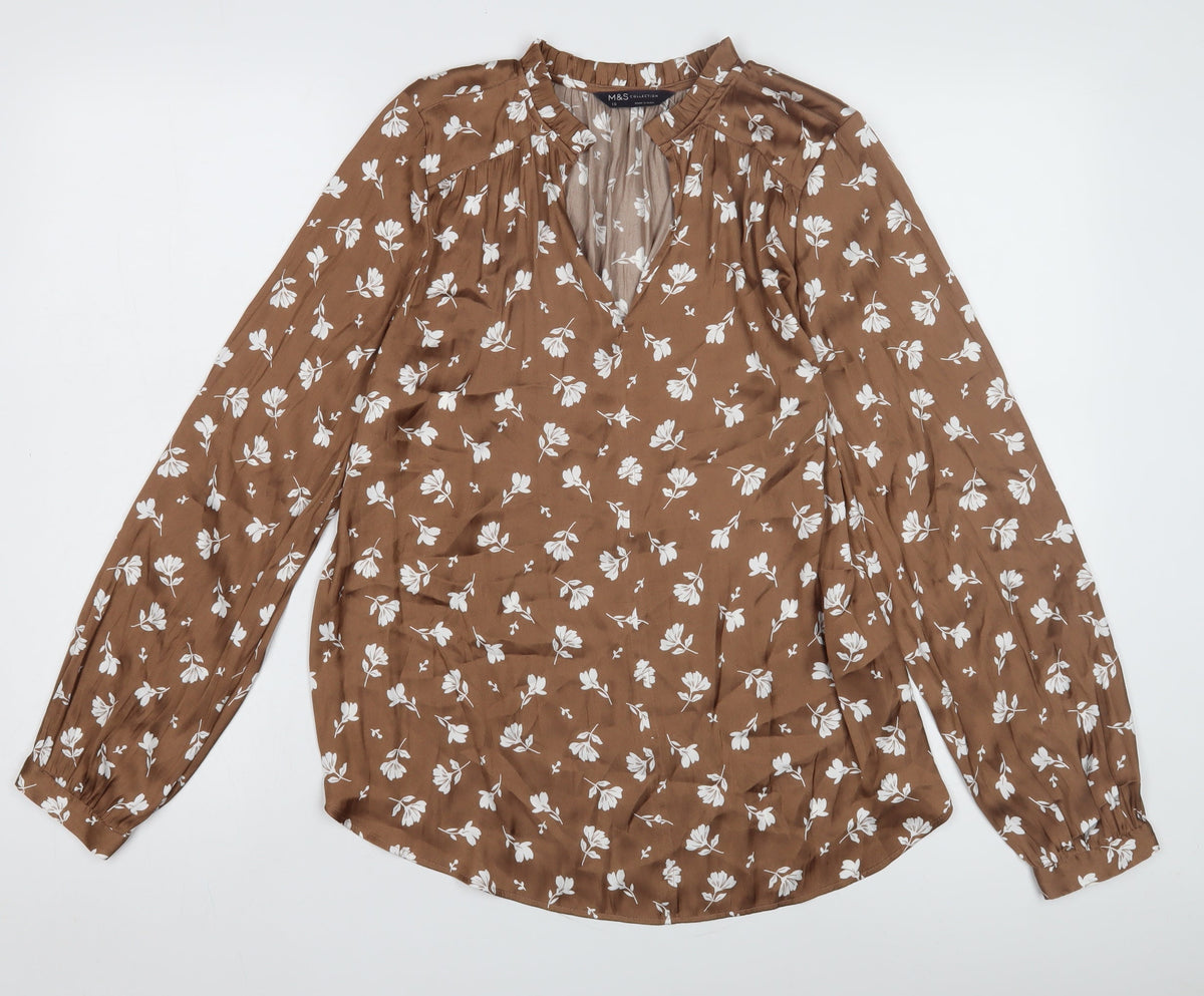 Marks & Spencer Women's Brown Floral Blouse