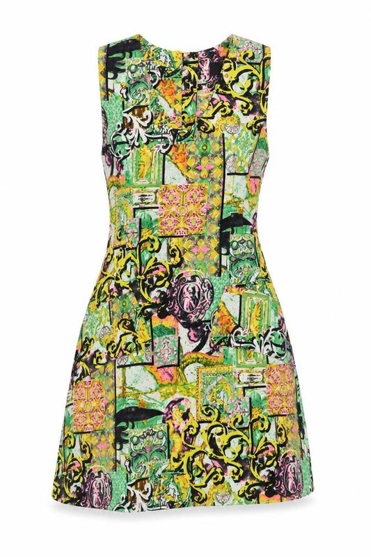 Women's Multicoloured Patchwork Sleeveless Dress