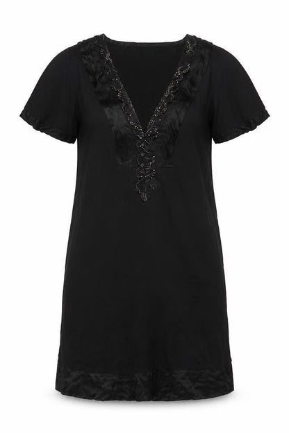 Whistles Women's Black Dress, Size 12, Short Sleeve