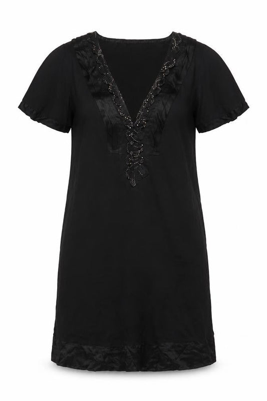 Whistles Women's Black Dress, Size 12, Short Sleeve