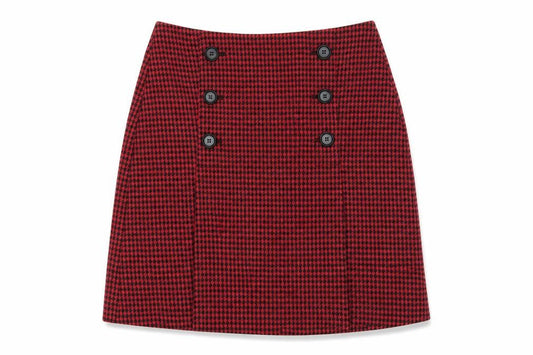 Marks & Spencer Red Pencil Skirt, Size 8, Button Accent