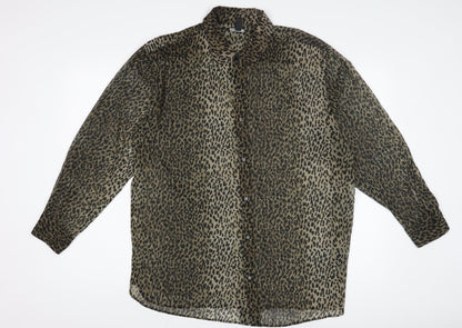 Mango Women's Brown Animal Print Button-Up Shirt