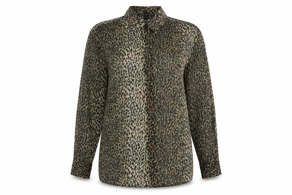 Mango Women's Brown Animal Print Button-Up Shirt
