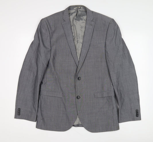 Next Men's Grey Blazer, Size 40R, Wool-Blend, Formal