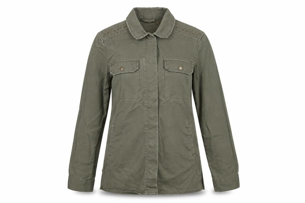 H&M Women's Green Military Jacket, Size 6, Cotton