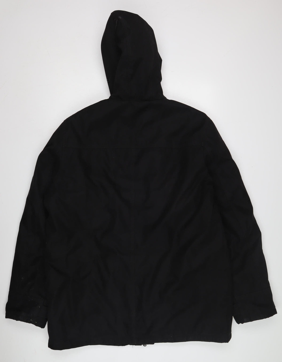 Livergy Unisex Black Parka Jacket, Size 12, Hooded, Zip/Button