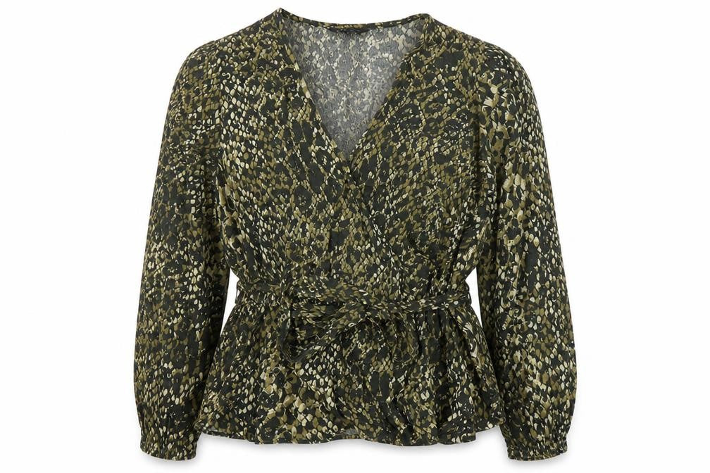 Marks & Spencer Women's Green Animal Wrap Blouse Size 16