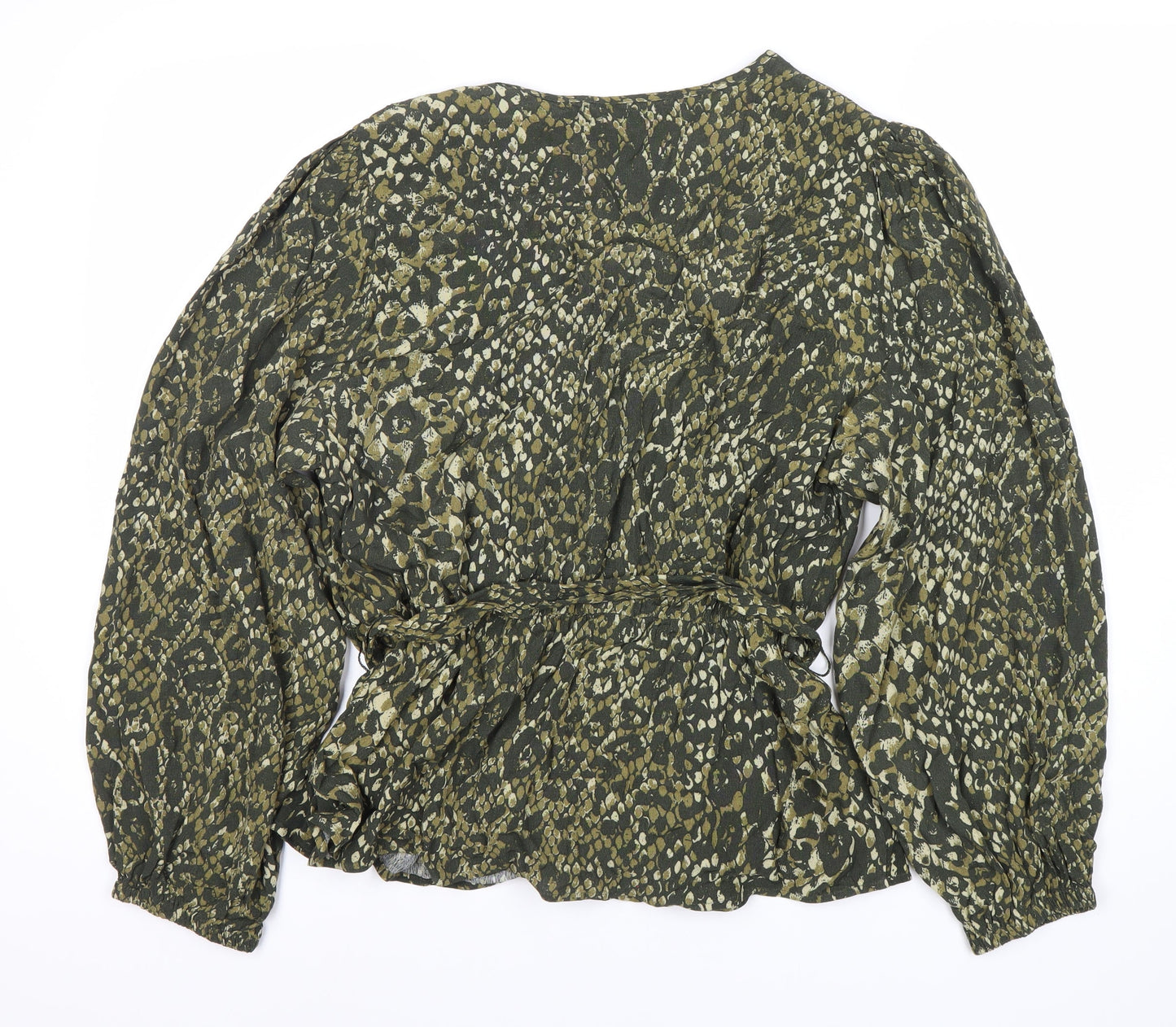 Marks & Spencer Women's Green Animal Wrap Blouse Size 16